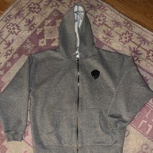Vintage Warner Bros Gray Zip-Up Hoodie